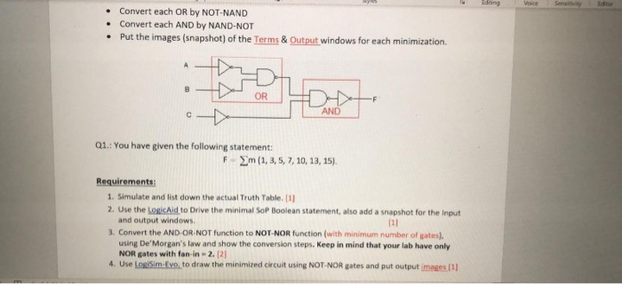 Solved • Convert each OR by NOT NAND Convert each AND by | Chegg.com