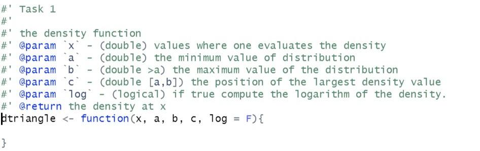 Solved \#' Task 1 \#' the density function \#' aparam ' x ' | Chegg.com