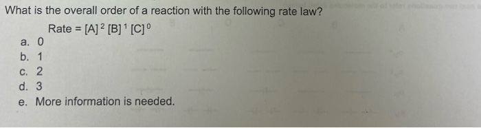 Solved What Is The Overall Order Of A Reaction With The | Chegg.com