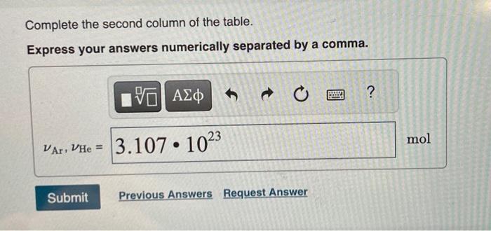 Solved Complete the second column of the table. Express | Chegg.com