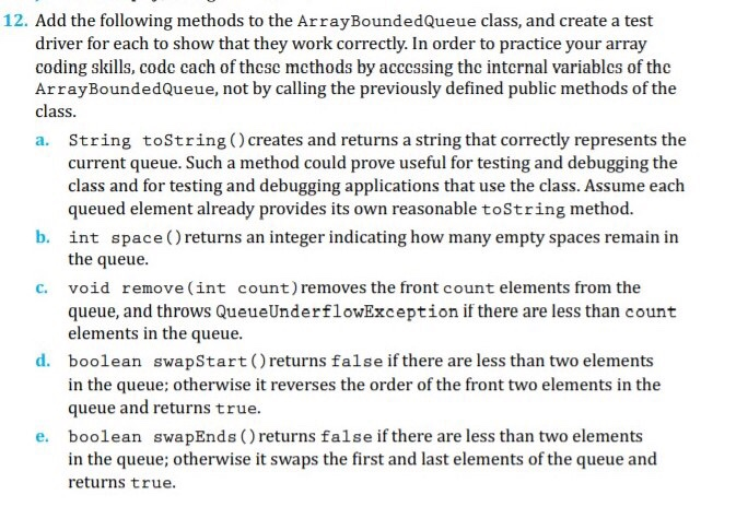 Solved 12. Add the following methods to the | Chegg.com