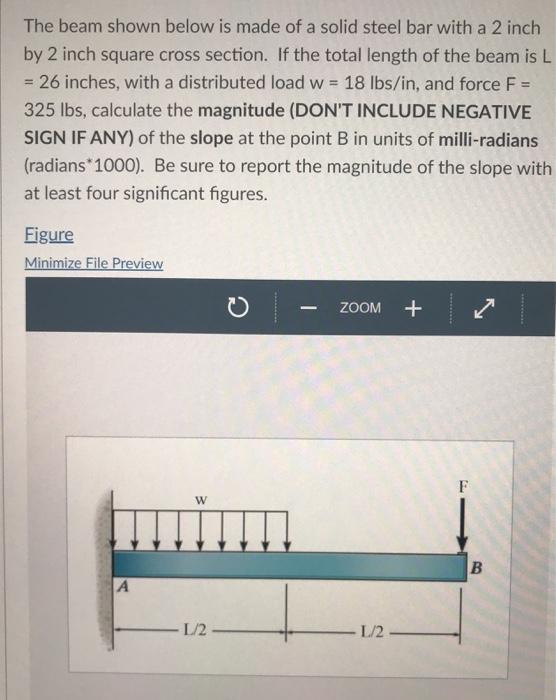 Solved The beam shown below is made of a solid steel bar | Chegg.com
