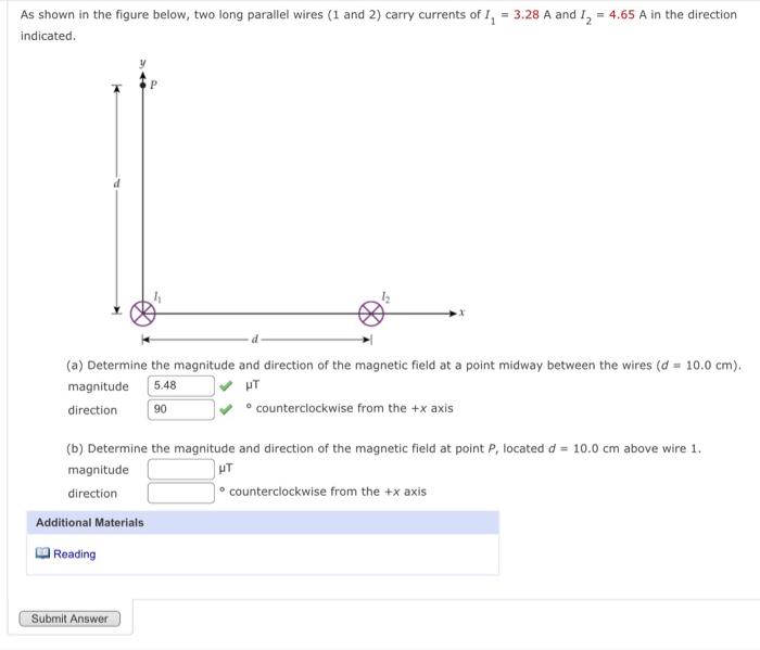 Solved As shown in the figure below, two long parallel wires | Chegg.com