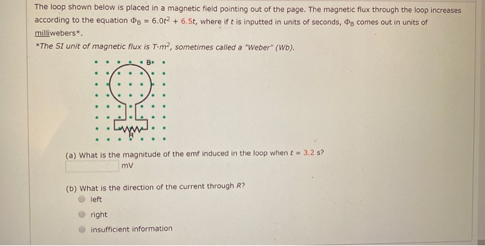 Solved The loop shown below is placed in a magnetic field | Chegg.com
