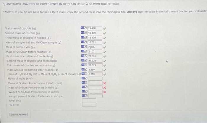 Solved This is for an Oxiclean lab that we did this week and | Chegg.com