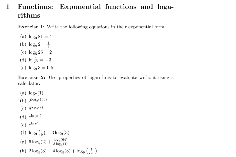 Solved 1 ﻿Functions: Exponential functions and | Chegg.com