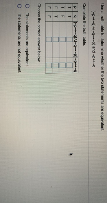 Solved Use a truth table to determine whether the two | Chegg.com