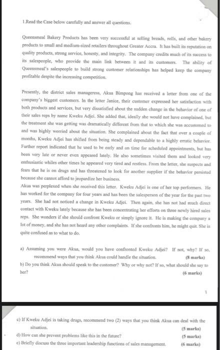 Solved 1.Read the Case below carefully and answer all | Chegg.com