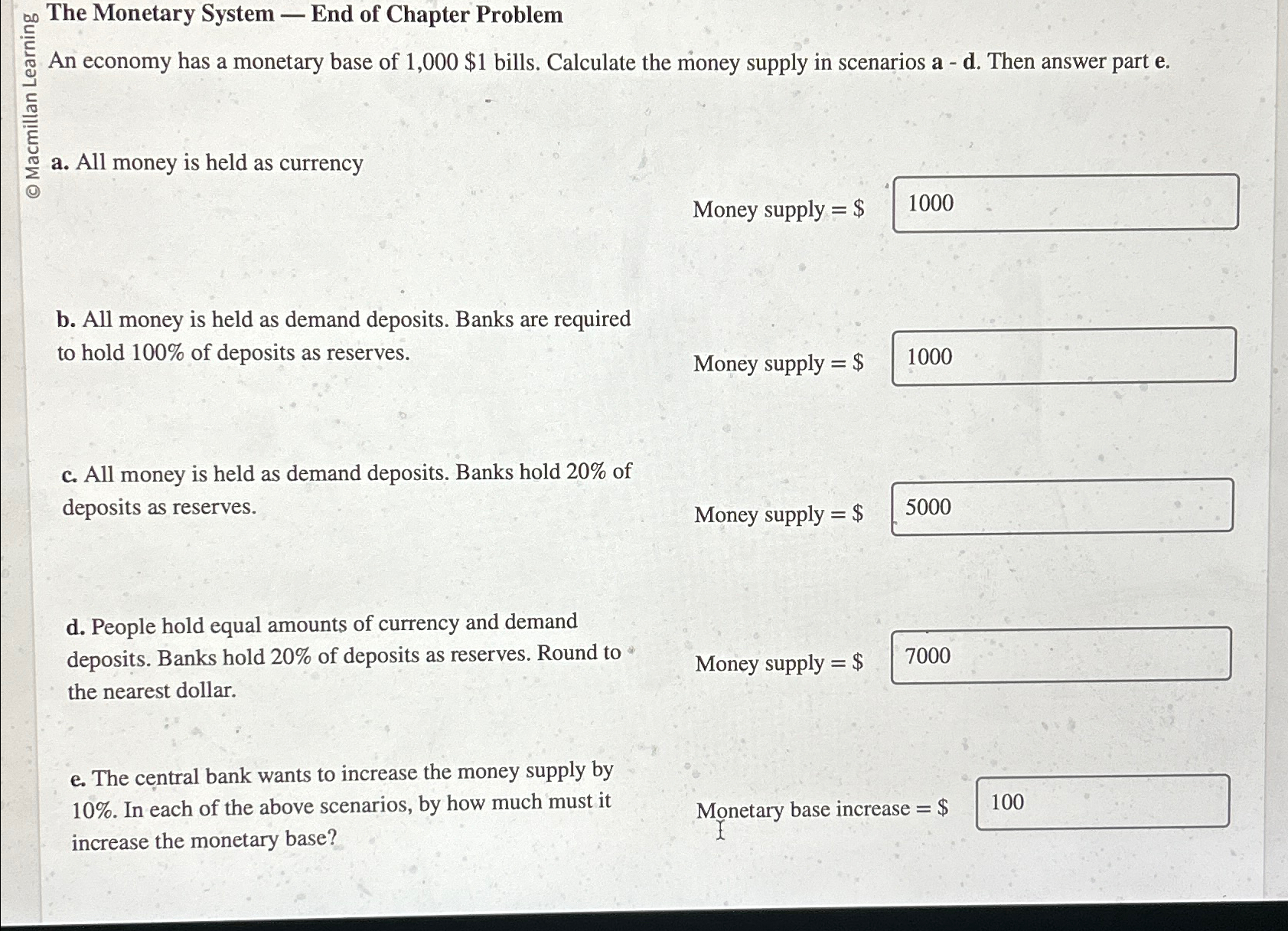 Solved The Monetary System - ﻿End Of Chapter ProblemAn | Chegg.com