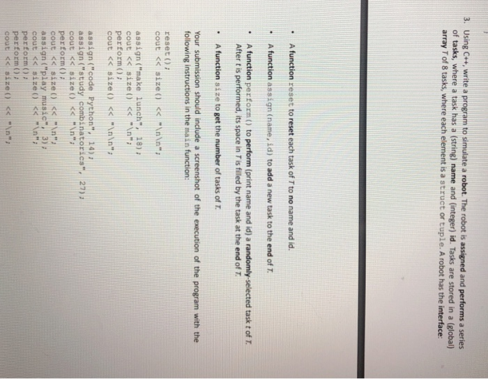 Solved 3. Using C++, write a program to simulate a robot. | Chegg.com