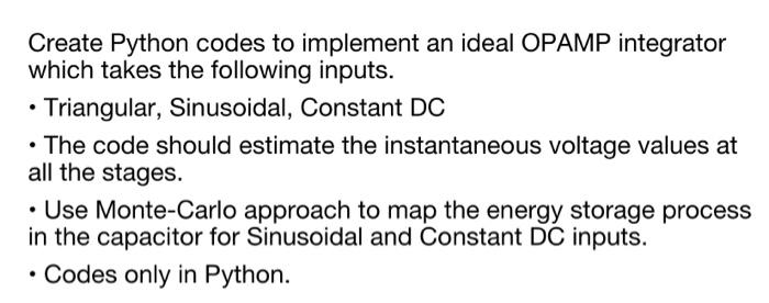 Solved Create Python codes to implement an ideal OPAMP | Chegg.com