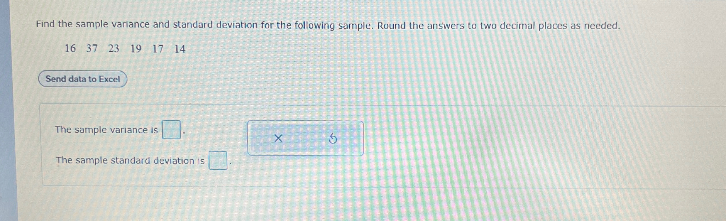 Find the sample variance and standard deviation for | Chegg.com