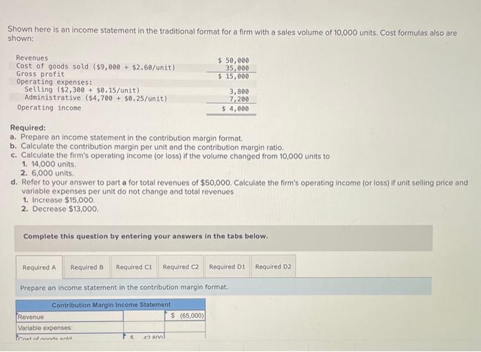 Solved Shown here is an statement in the traditional