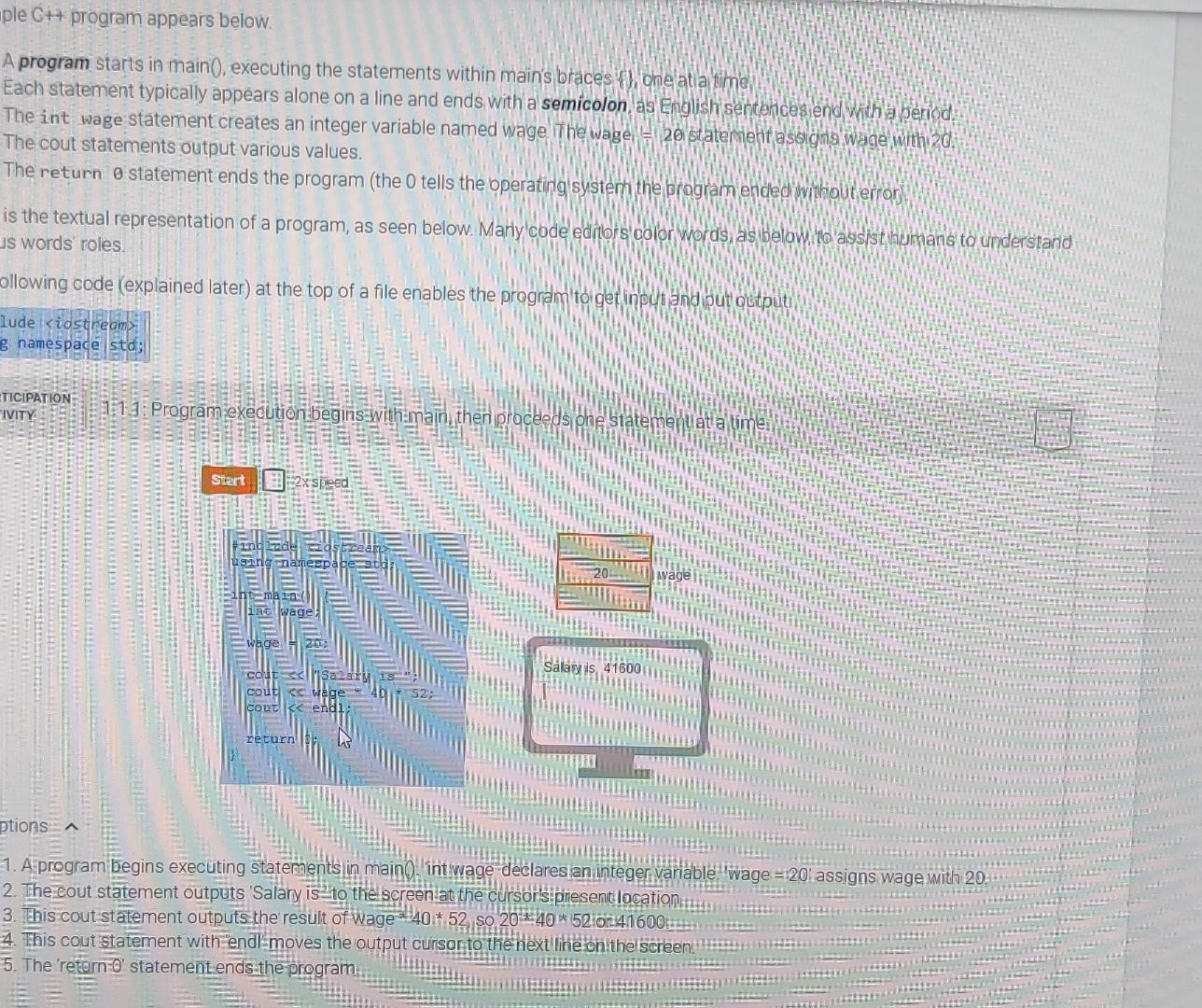 Solved ple C+7 program appears below. A program starts in | Chegg.com