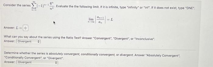 Solved Consider the series ∑n=1∞(−1)n−1n26n, Evaluate the | Chegg.com