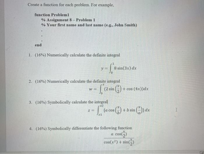 Solved Create a function for each problem. For example, | Chegg.com