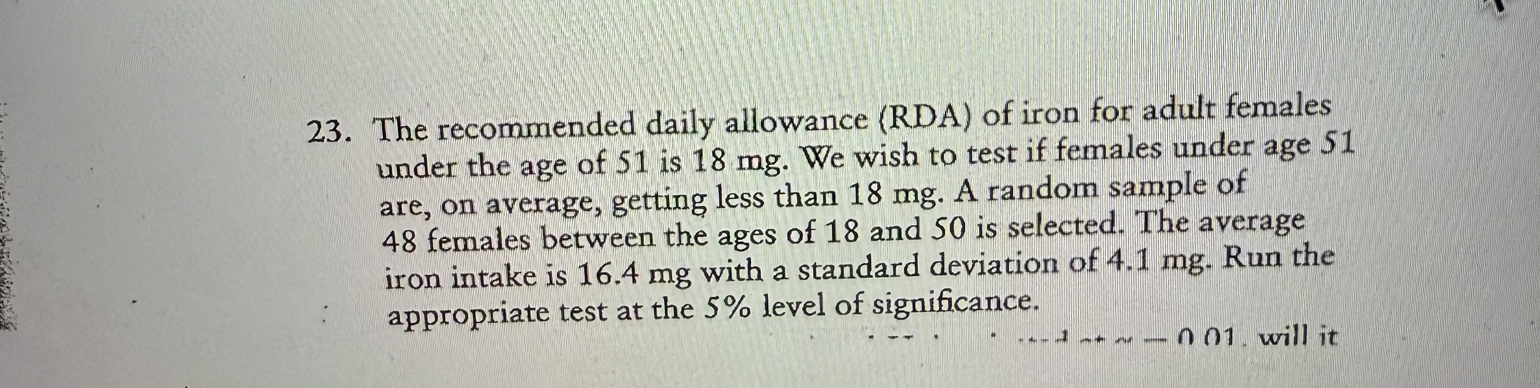 The daily allowance ( ﻿RDA ) ﻿of iron for