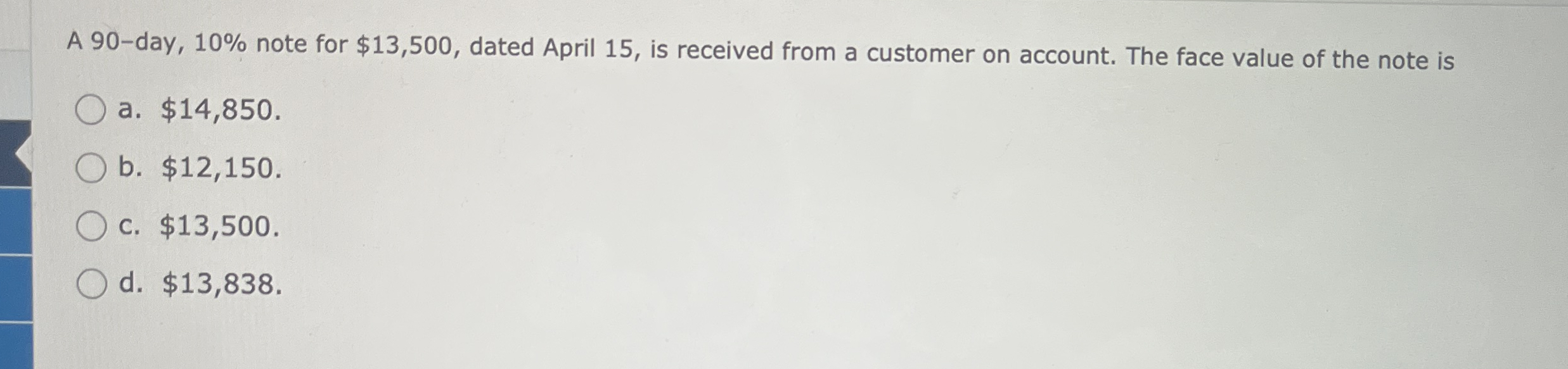 Solved A 90 -day, 10% ﻿note for $13,500, ﻿dated April 15 , | Chegg.com