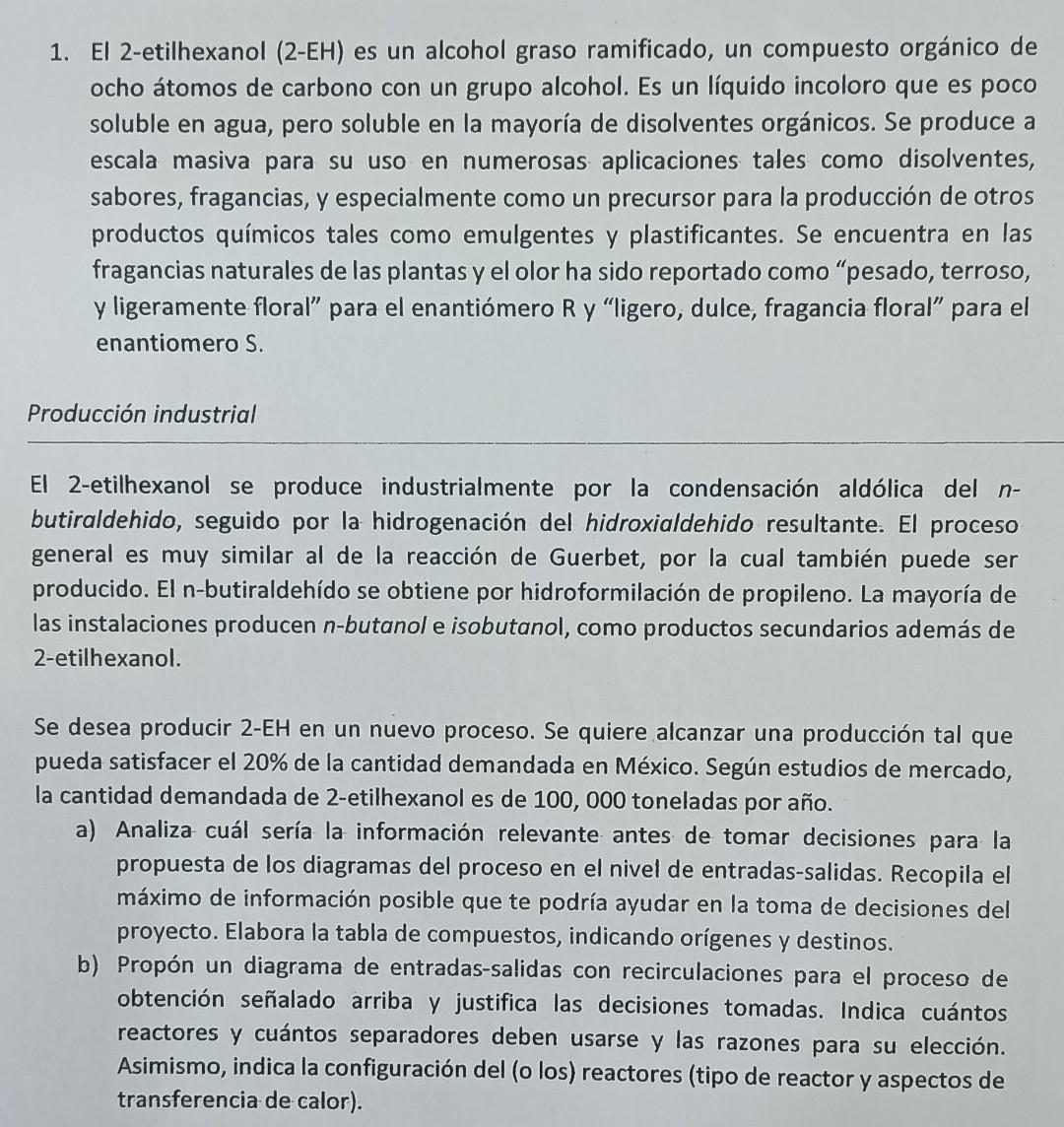 1. El 2-etilhexanol (2-EH) es un alcohol graso ramificado, un compuesto orgánico de ocho átomos de carbono con un grupo alcoh