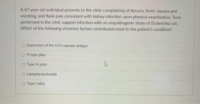 Solved A 47-year-old individual presents to the clinic | Chegg.com