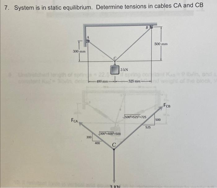 Solved 7. System is in static equilibrium. Determine | Chegg.com