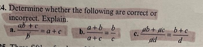 Solved 4. Determine Whether The Following Are Correct Or | Chegg.com