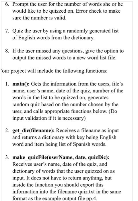 Solved Project Objectives • Use a dictionary to store data | Chegg.com