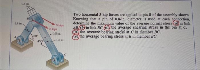 Solved Two Horizontal 5 -kip Forces Are Applied To Pin B Of | Chegg.com