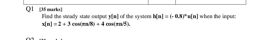 Solved Q1 [35 marks] Find the steady state output y[n] of | Chegg.com