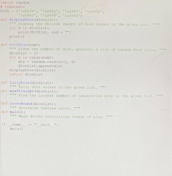 I have to build a yahtzee code in Python but i have
