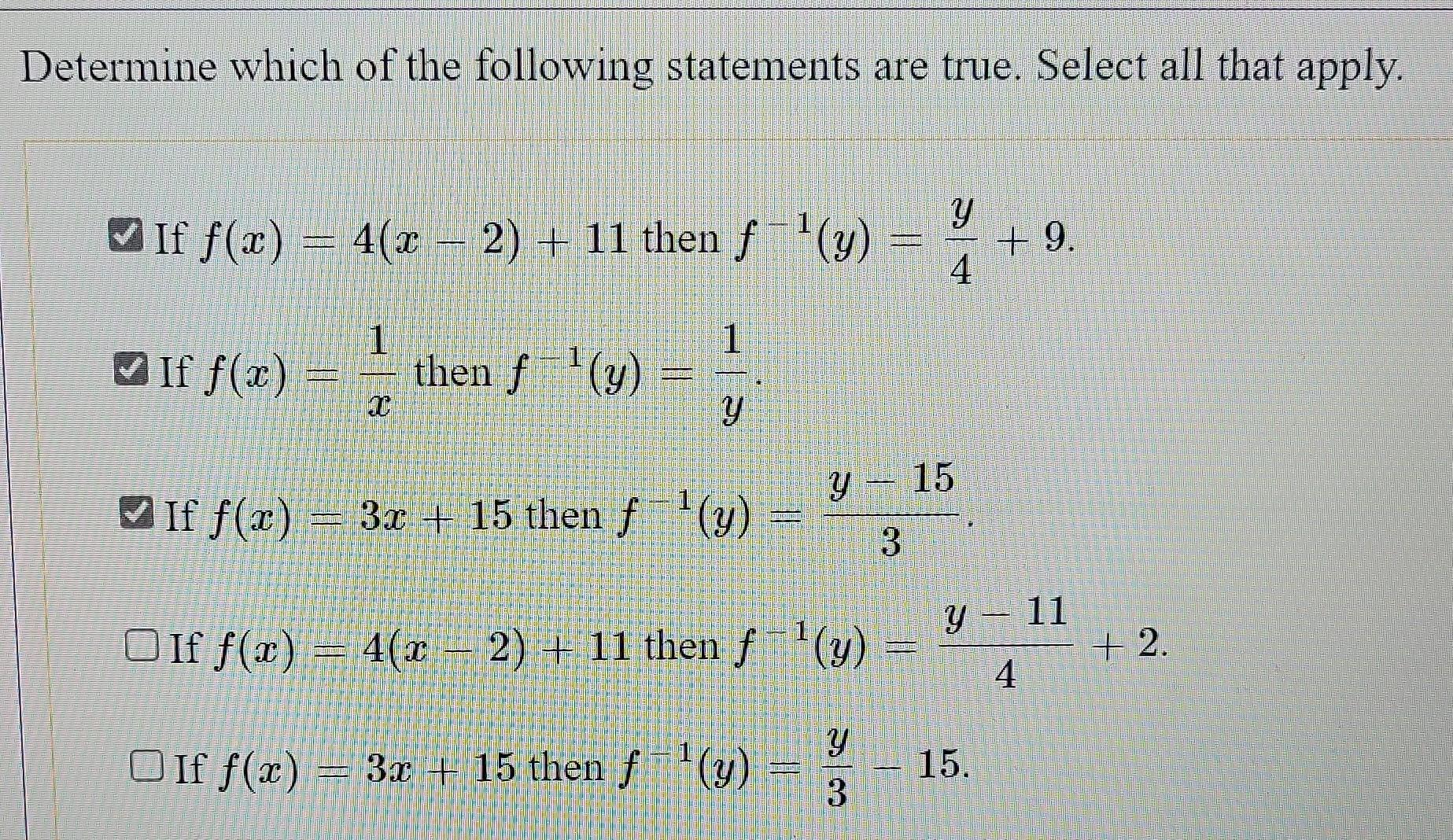 Solved Determine which of the following statements are true. | Chegg.com