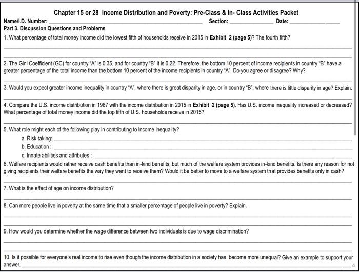 Solved Chapter 15 or 28 Income Distribution and Poverty: | Chegg.com