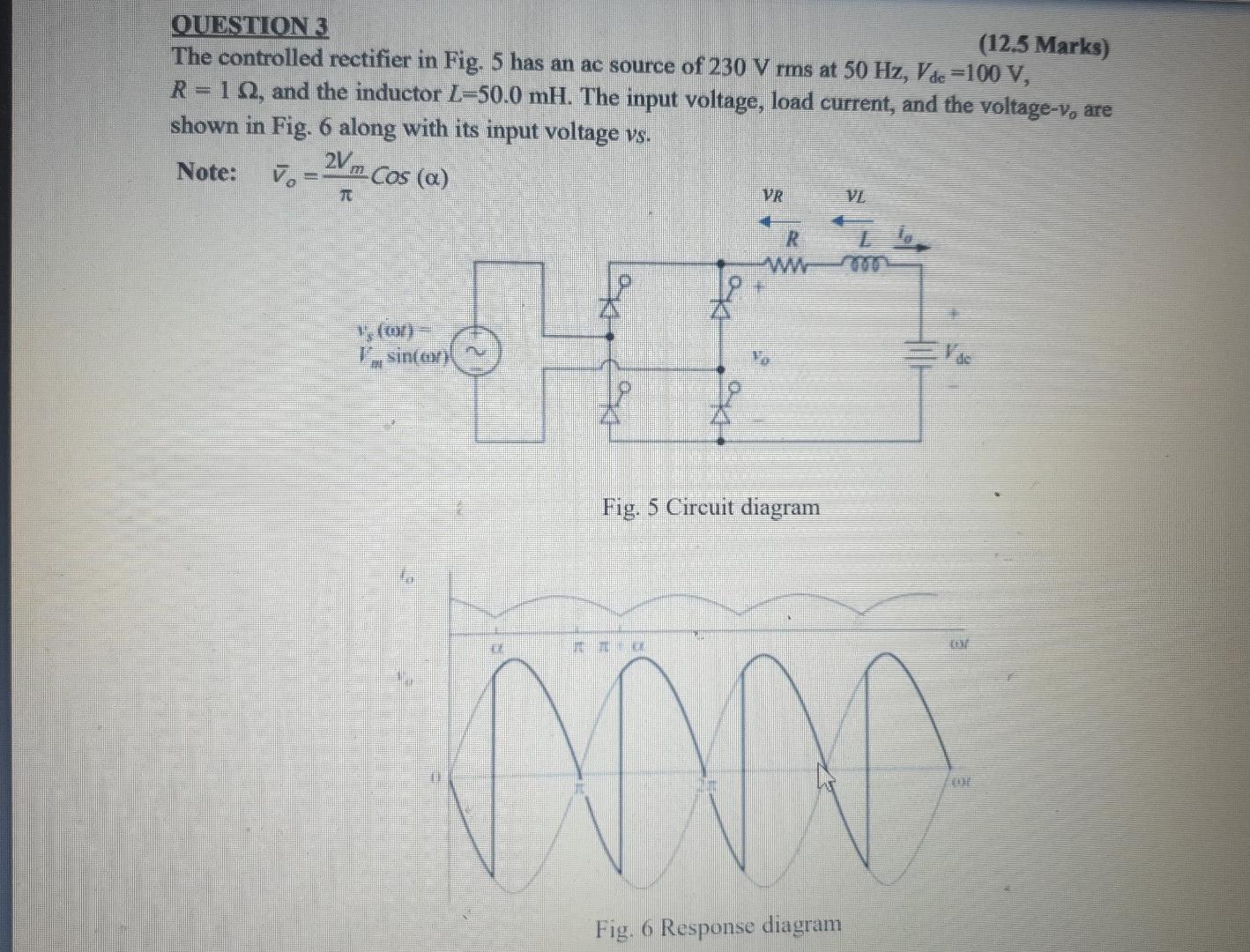 Solved QUESTION 3 (12.3 Marks) The controlled rectifier in | Chegg.com