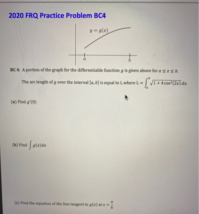 Solved Frq Practice Problem 4 Y G X 4 A Por Chegg Com
