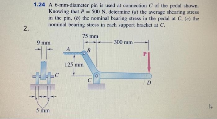 Solved 1.24 A 6-mm-diameter Pin Is Used At Connection C Of | Chegg.com