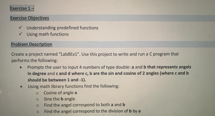 Solved Exercise 1 - Exercise Objectives Understanding | Chegg.com