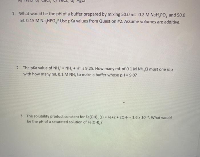 Solved 1. What would be the pH of a buffer prepared by | Chegg.com