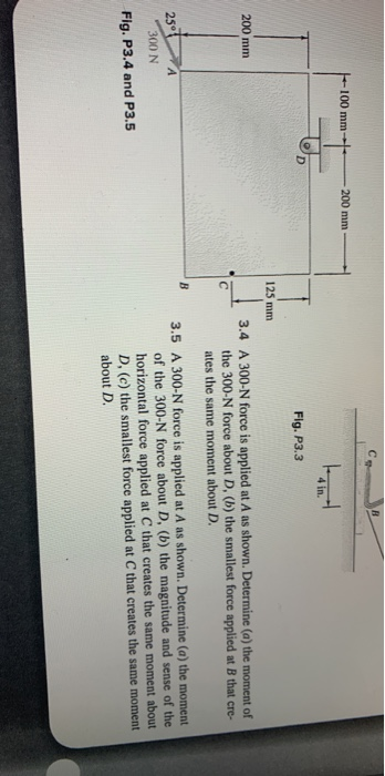 Solved -100 mm 200 mm Fig. P3.3 125 mm 200 mm 3.4 A 300-N | Chegg.com