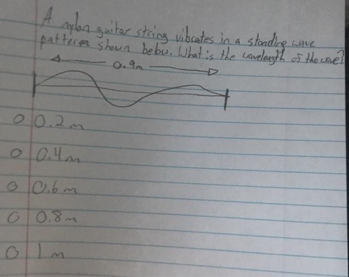 Solved A nylon guitar string vibrates in a stondig wave