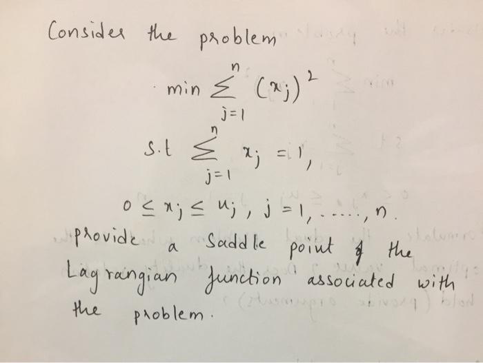 Solved N J 1 Consider The Problemy Min E X Sit X Chegg Com