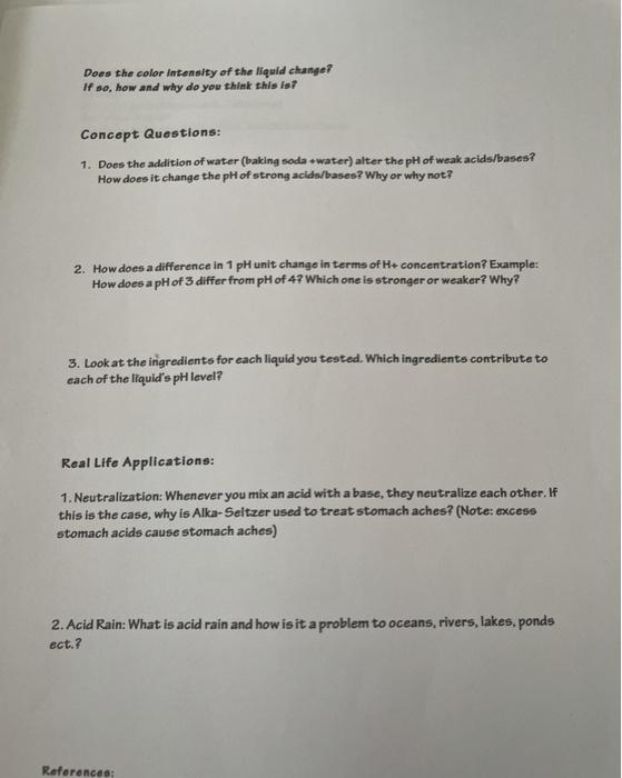 Solved Red Cabbage Lab Acids and Bases Introduction