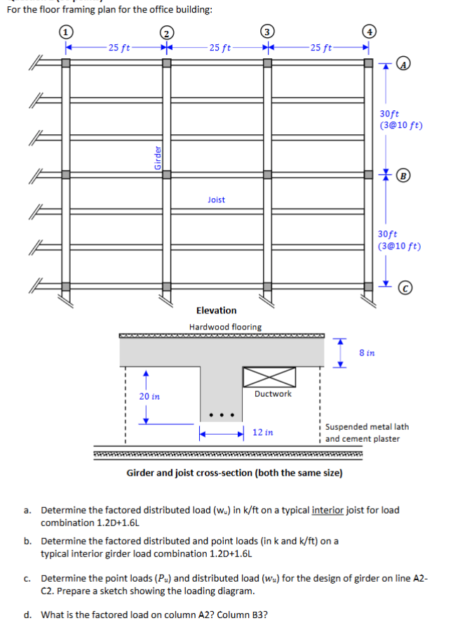 For the floor framing plan for the office building: | Chegg.com