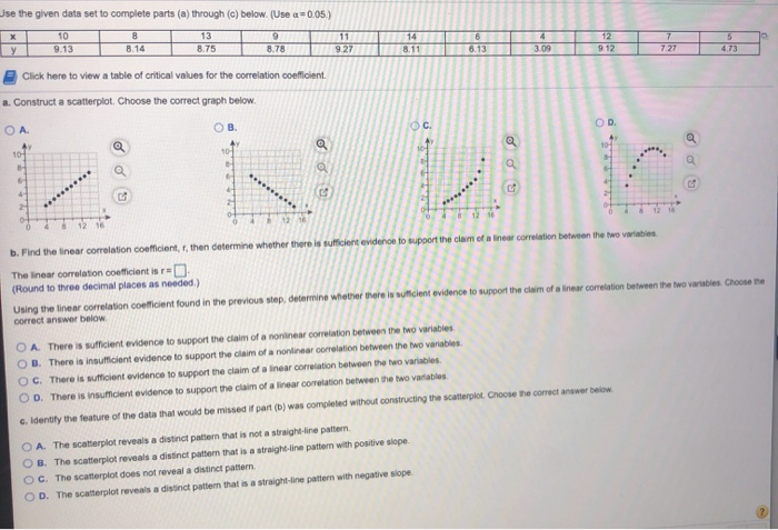 Solved Use the given data set to complete parts (a) through | Chegg.com