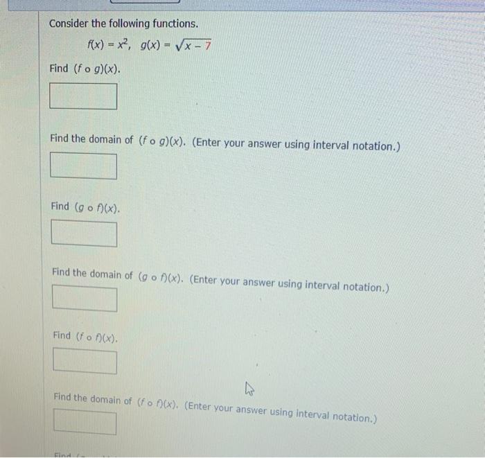 Solved Consider the following functions. f(x) = x2, g(x) = x | Chegg.com