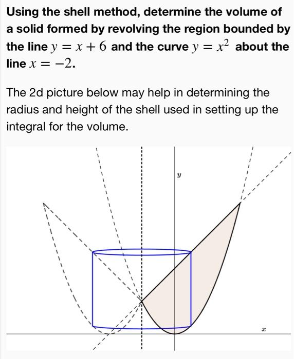 Solved Using the shell method, determine the volume of a | Chegg.com