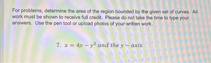 Solved For problems, determine the area of the region | Chegg.com