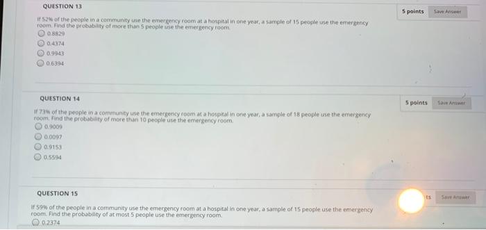 Solved 5 points Save Answer QUESTION 13 If 52% of the people | Chegg.com