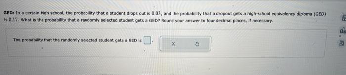 Solved GED: In a certain high school, the probability that a | Chegg.com