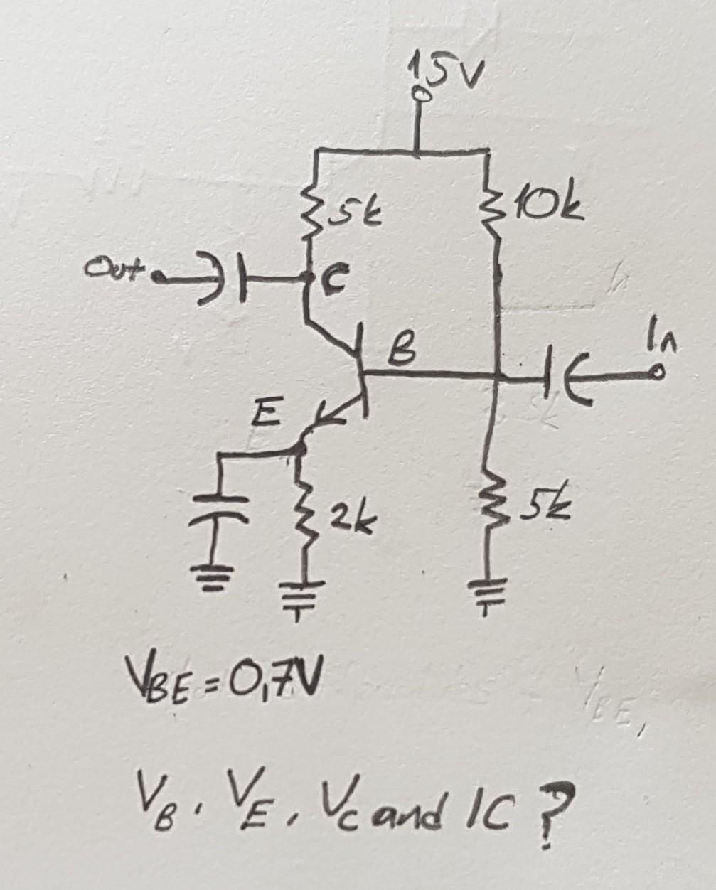 Solved VBE=0,7 VVB,VE,VC and IC ? | Chegg.com