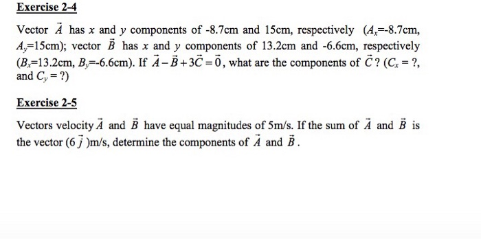 Solved Exercise 2-4 Vector A has x and y components of | Chegg.com